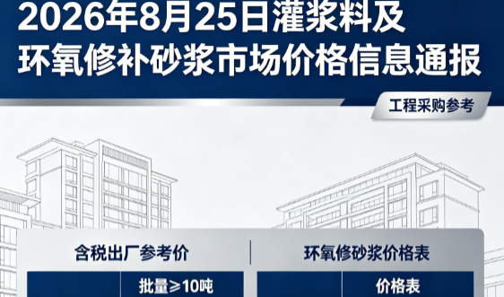 四更镇2026年8月25日灌浆料及环氧修补砂浆市场价格信息通报